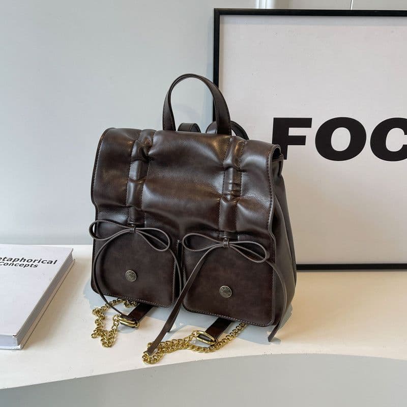 image-Spring Popular Fashion Bowknot Soft Leather Cute Large Capacity Versatile Commuter Hand-carrying Bag