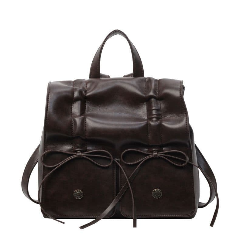 image-Spring Popular Fashion Bowknot Soft Leather Cute Large Capacity Versatile Commuter Hand-carrying Bag