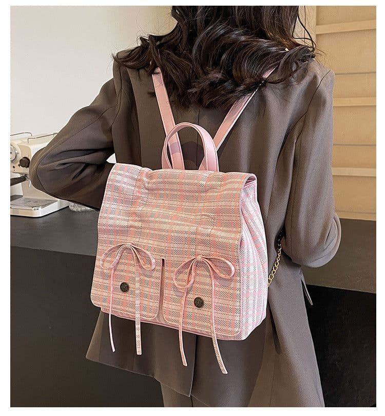 image-Spring Popular Fashion Bowknot Soft Leather Cute Large Capacity Versatile Commuter Hand-carrying Bag