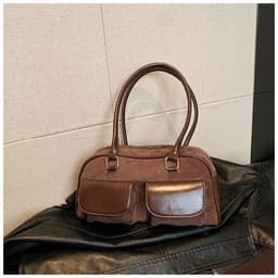 image-College Style Velvet Frosted Leather Bow Ribbon Commuter Bag Advanced Simple