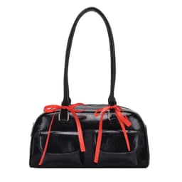 image-College Style Velvet Frosted Leather Bow Ribbon Commuter Bag Advanced Simple