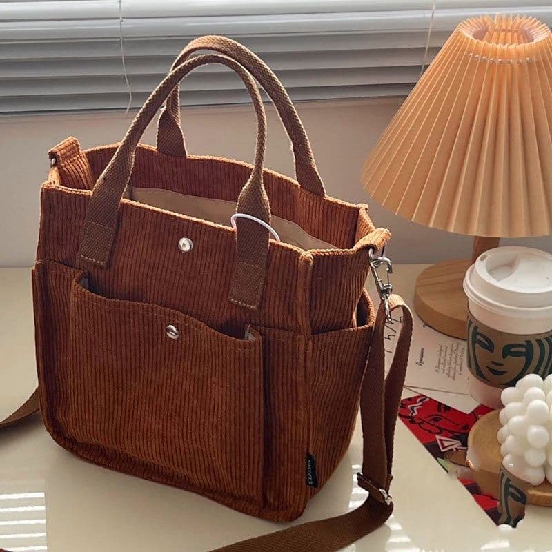 image-Homemade Corduroy Leisure Artistic Hand Carrying Messenger Bag