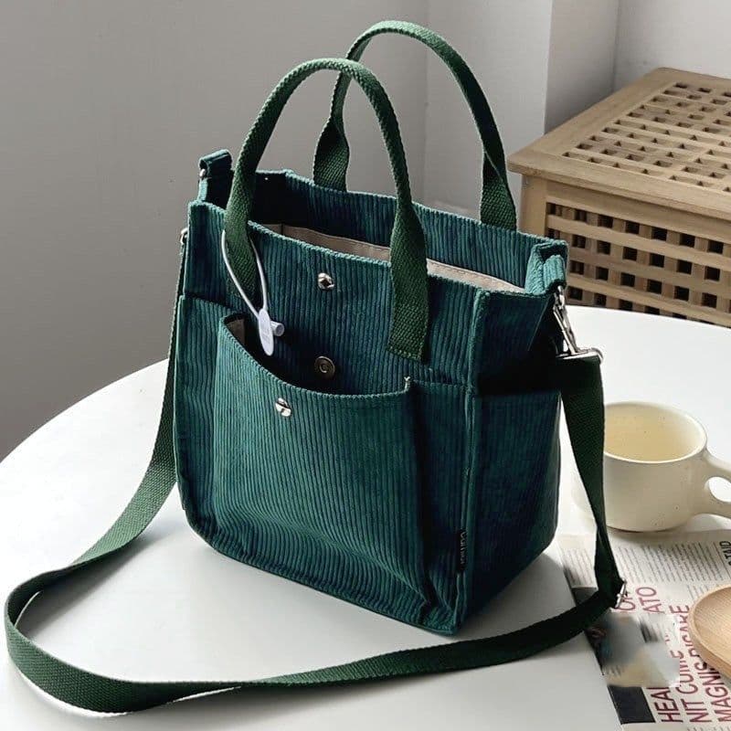 image-Homemade Corduroy Leisure Artistic Hand Carrying Messenger Bag