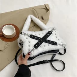 image-Sweet Cool Hot Girl Rivet Plush Shoulder Bag