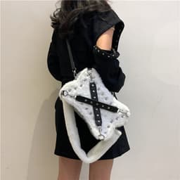 image-Sweet Cool Hot Girl Rivet Plush Shoulder Bag