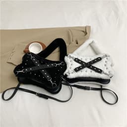image-Sweet Cool Hot Girl Rivet Plush Shoulder Bag