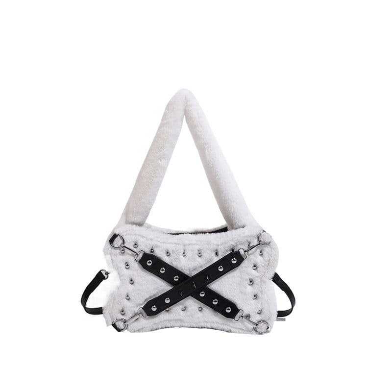 image-Sweet Cool Hot Girl Rivet Plush Shoulder Bag