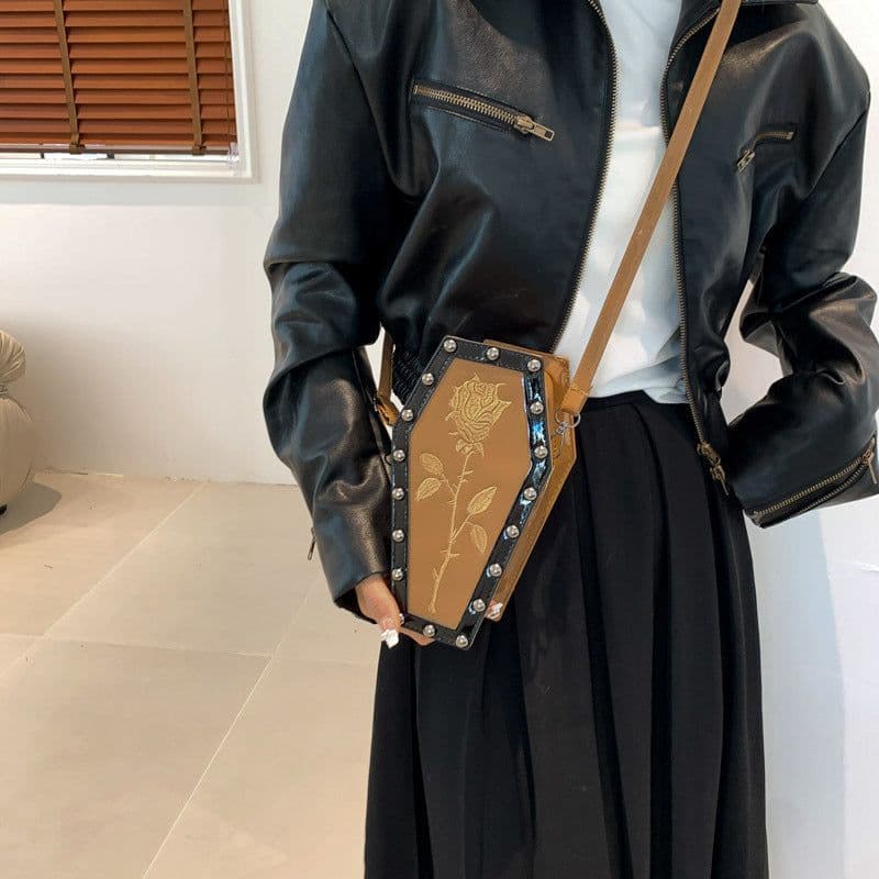 image-Gothic Style Halloween European And American Dark Personality Ghost Coffin Shoulder Bag