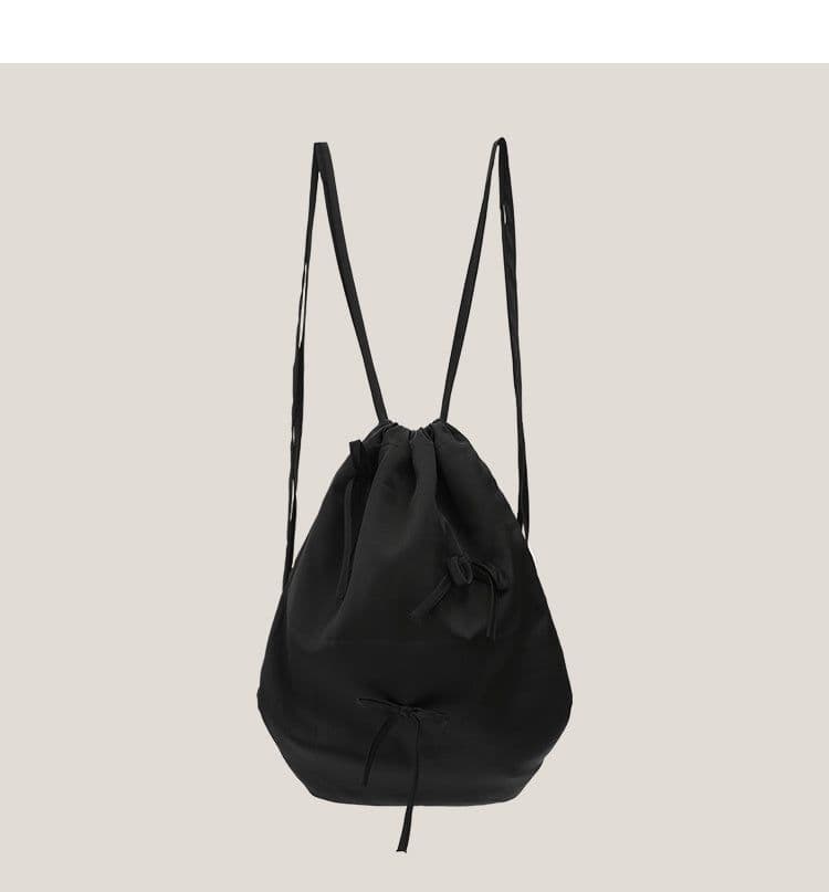 image-Silk Bow Drawstring Backpack Women's Cloth Bags