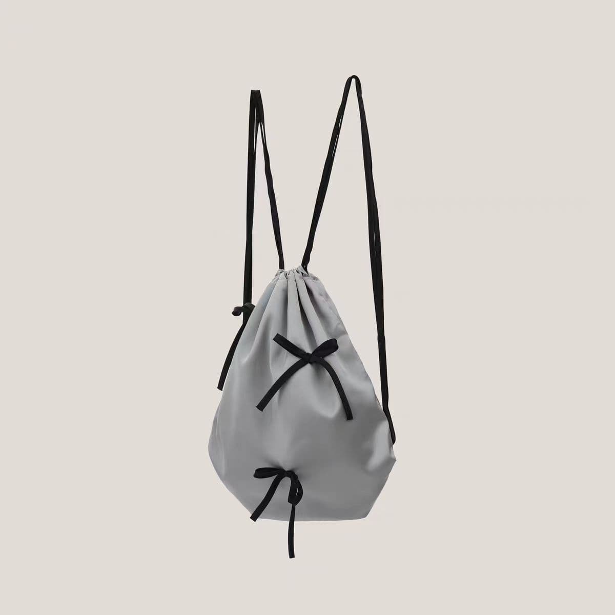image-Silk Bow Drawstring Backpack Women's Cloth Bags