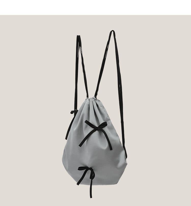 image-Silk Bow Drawstring Backpack Women's Cloth Bags