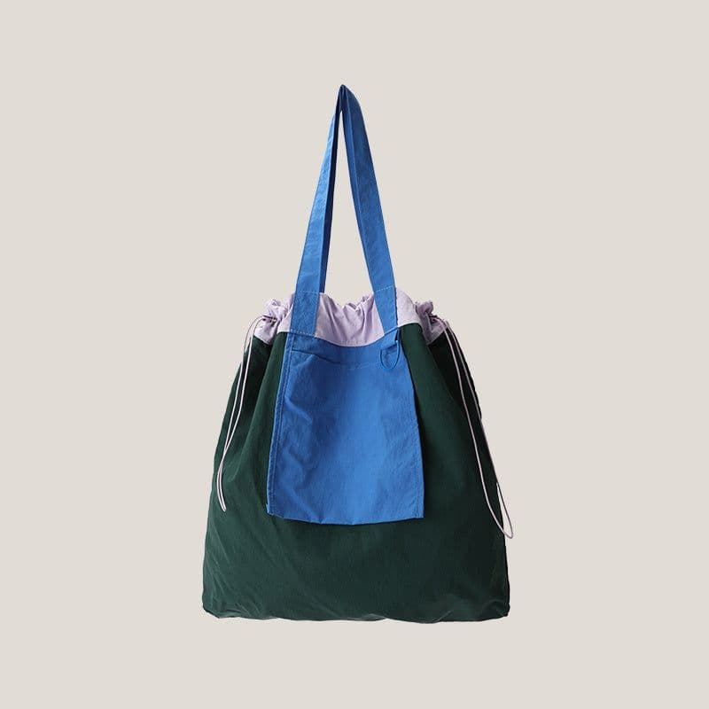 image-Contrast Color Tote Women's Large Capacity Nylon Canvas Bag