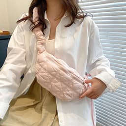 image-Women's All-match Casual Bubble Mini Pleated Slanted Chest Bag