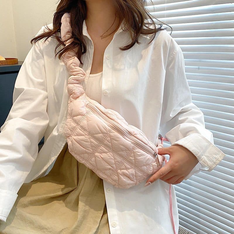 image-Women's All-match Casual Bubble Mini Pleated Slanted Chest Bag