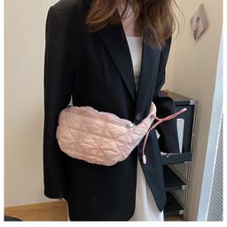 image-Women's All-match Casual Bubble Mini Pleated Slanted Chest Bag