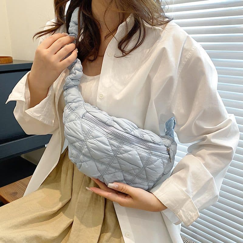 image-Women's All-match Casual Bubble Mini Pleated Slanted Chest Bag
