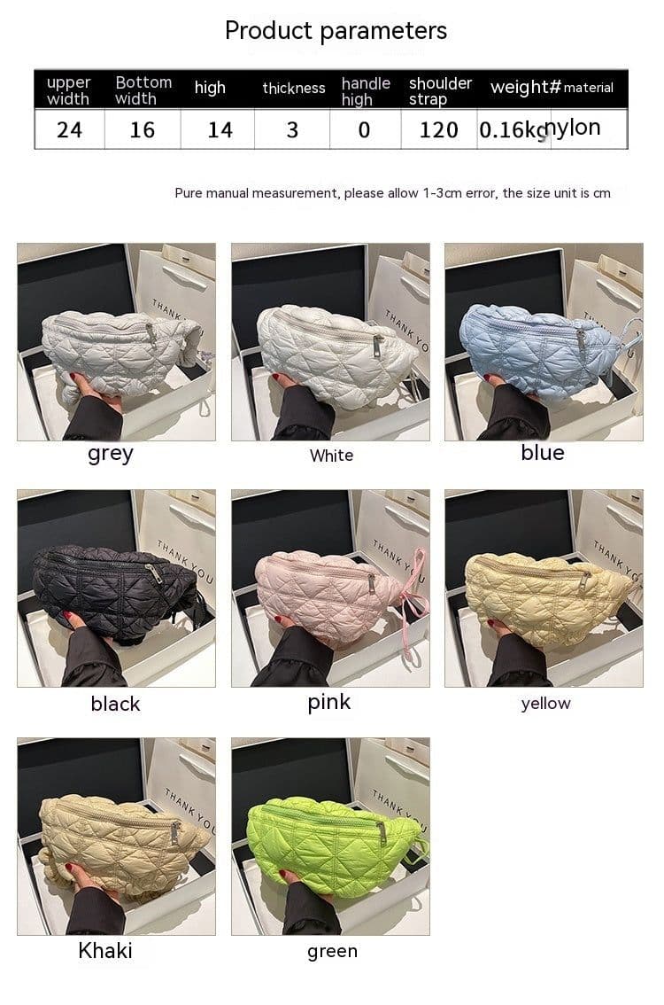 image-Women's All-match Casual Bubble Mini Pleated Slanted Chest Bag
