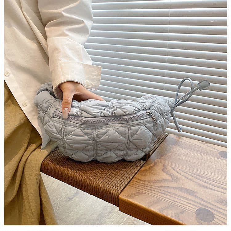 image-Women's All-match Casual Bubble Mini Pleated Slanted Chest Bag