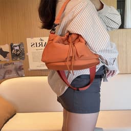 image-Multi-pocket Lightweight Bucket Bag Canvas Bag