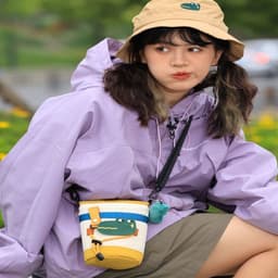 image-Cute Camping Style One Shoulder Crossbody Portable Small Bucket Bag
