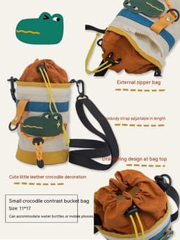image-Cute Camping Style One Shoulder Crossbody Portable Small Bucket Bag