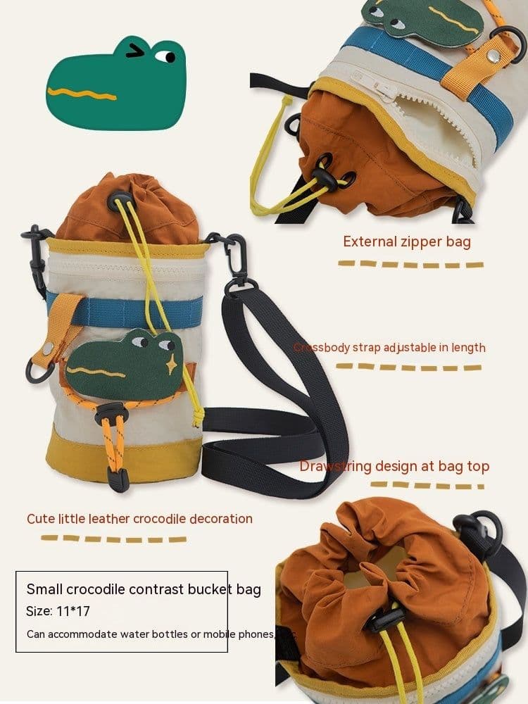 image-Cute Camping Style One Shoulder Crossbody Portable Small Bucket Bag