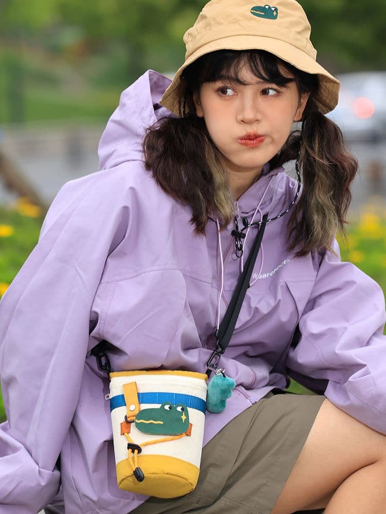 image-Cute Camping Style One Shoulder Crossbody Portable Small Bucket Bag