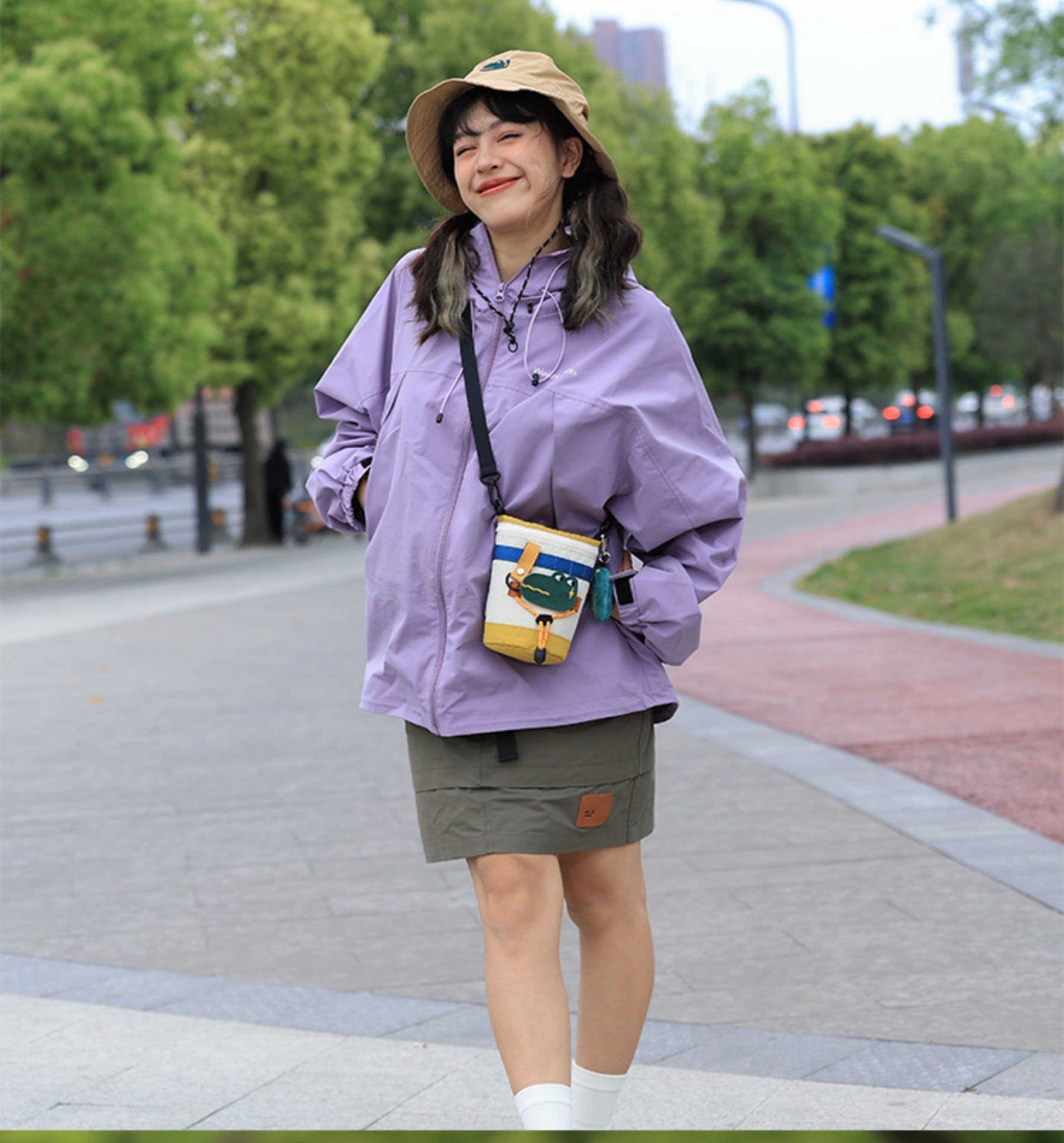 image-Cute Camping Style One Shoulder Crossbody Portable Small Bucket Bag