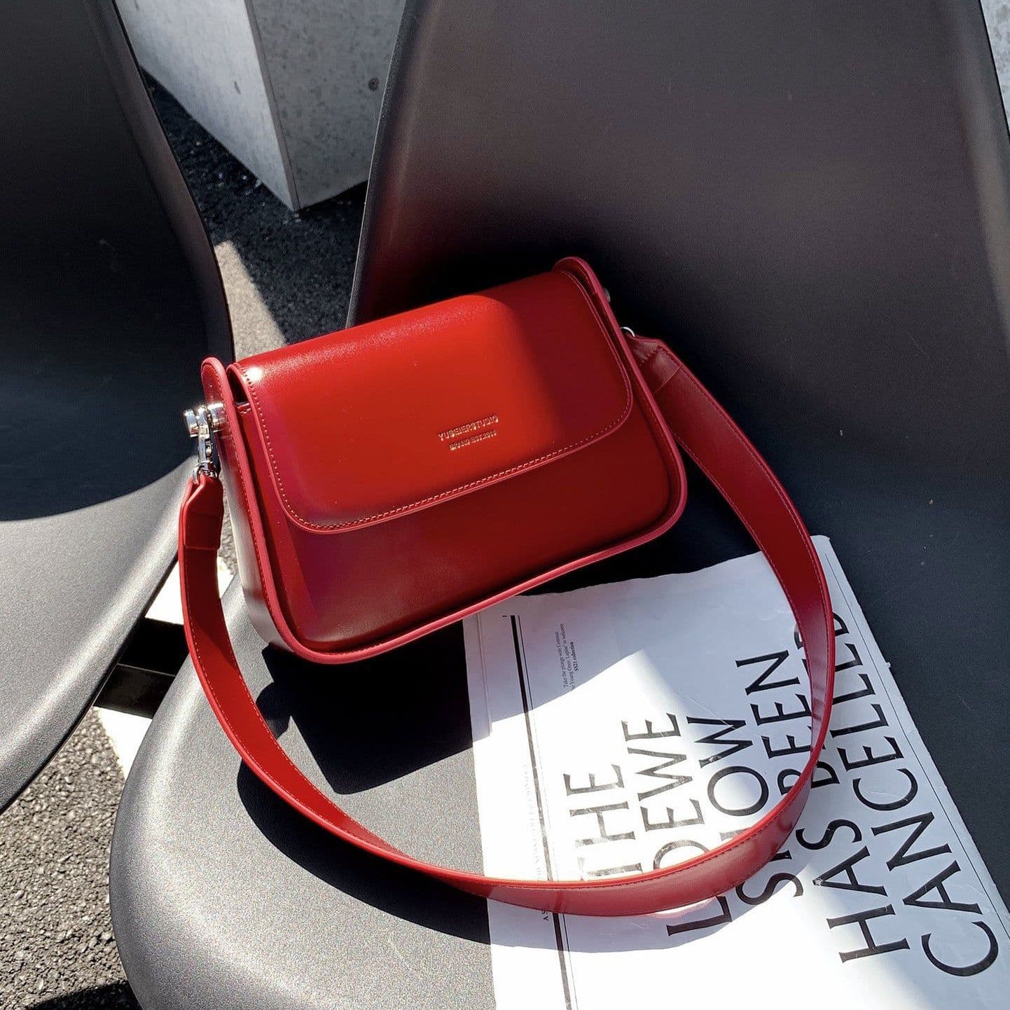 image-Retro And Fashion Vegan Leather Women's All-Matching Small Square Bag