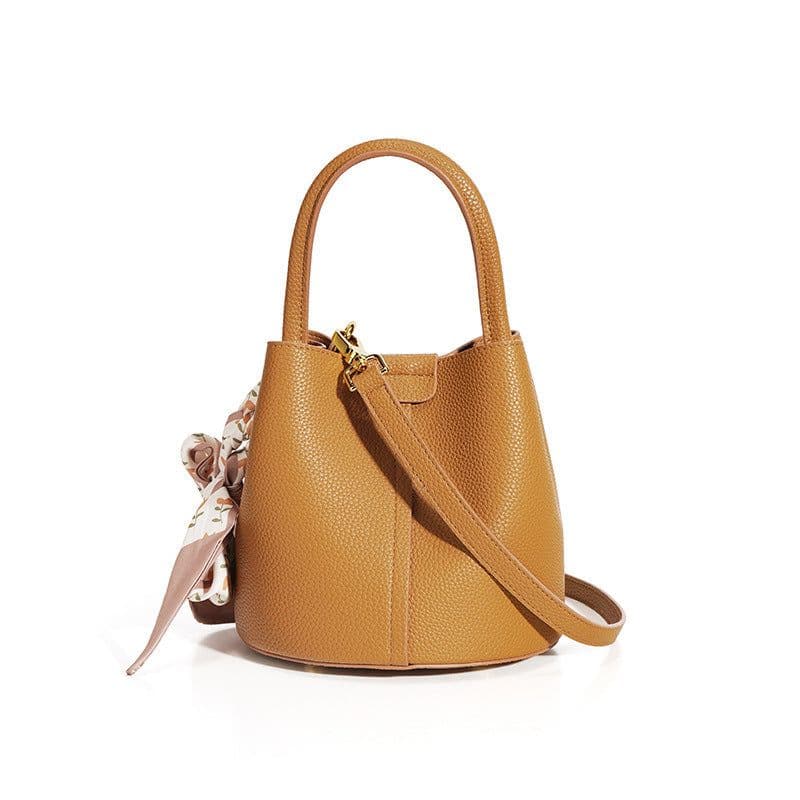 image-Genuine Leather Advanced Texture Bucket Bags Women