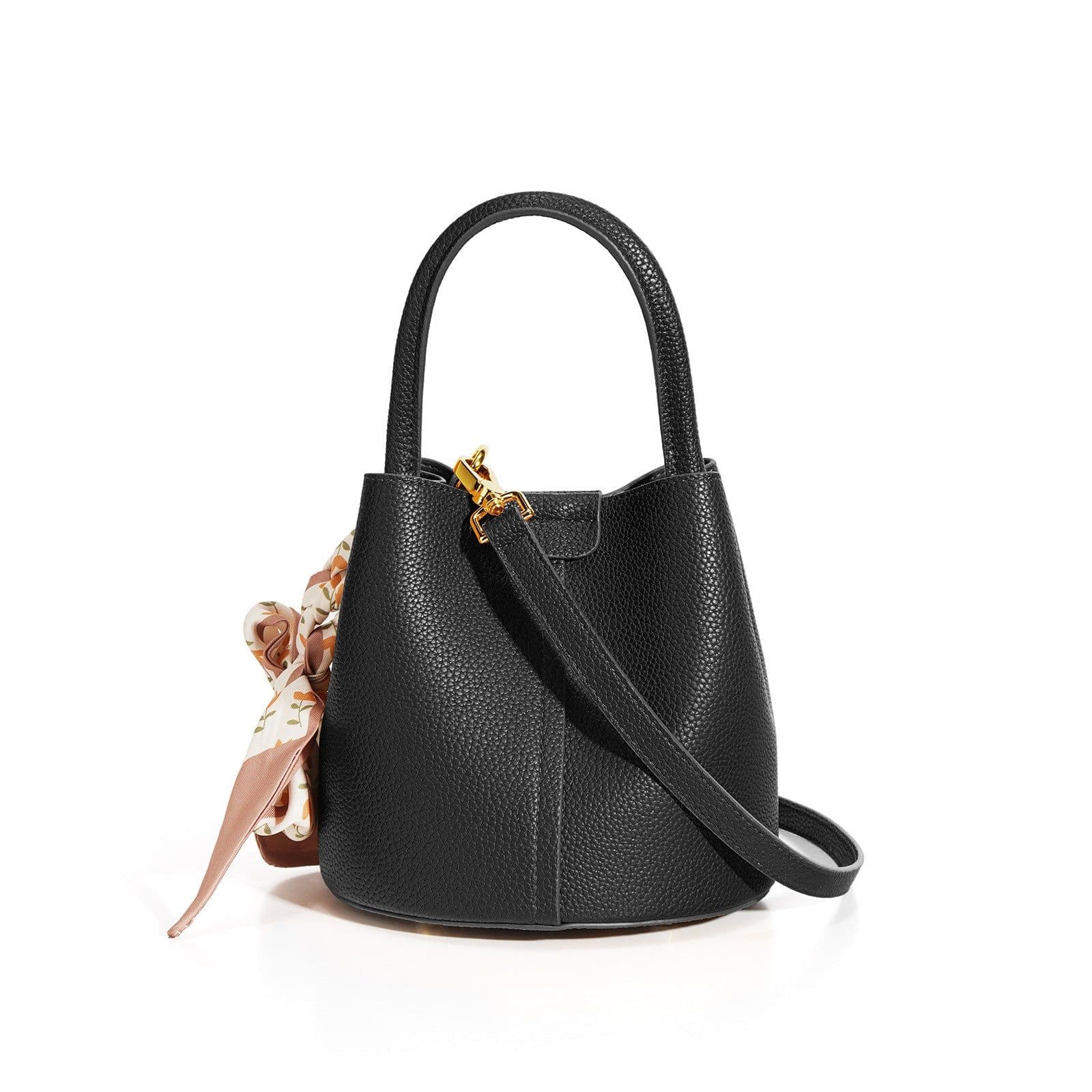 image-Genuine Leather Advanced Texture Bucket Bags Women