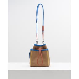 image-All-match Contrast Color Drawstring Closed Canvas Bag