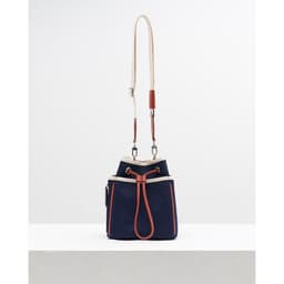 image-All-match Contrast Color Drawstring Closed Canvas Bag