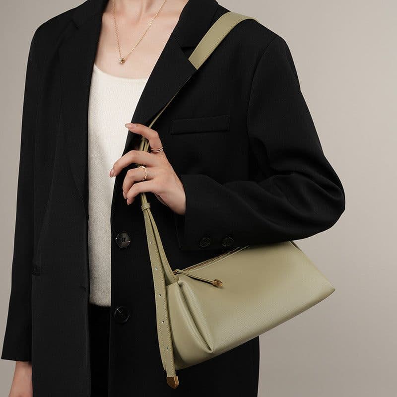 image-Women's High-grade Cowhide Baguette Underarm Bag