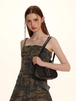 image-Vintage Vegetable Tanned Brushed Distressed Leather Pin Buckle Shoulder Bag
