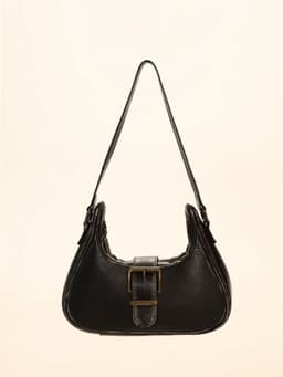 image-Vintage Vegetable Tanned Brushed Distressed Leather Pin Buckle Shoulder Bag