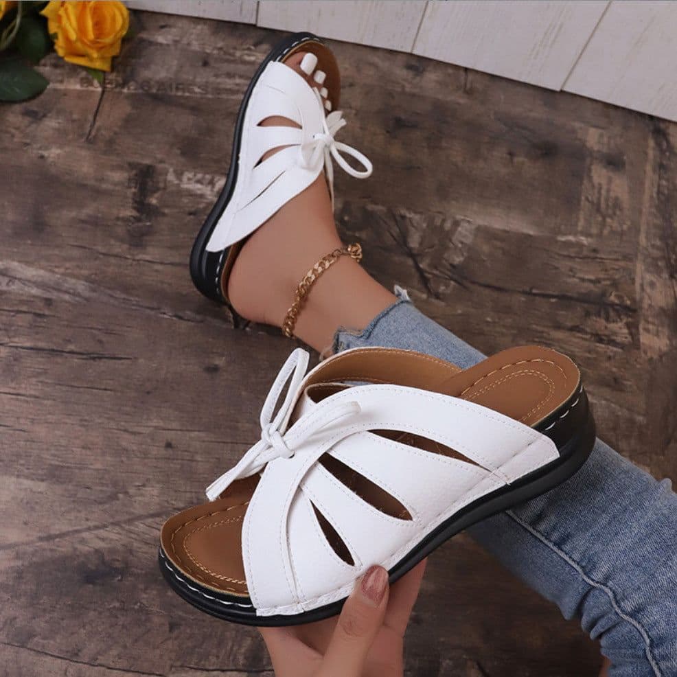 image-New Roman Shoes For Women Lace-up Platform Wedges Sandals Summer Fashion Slides Casual Vacation Beach Slippers