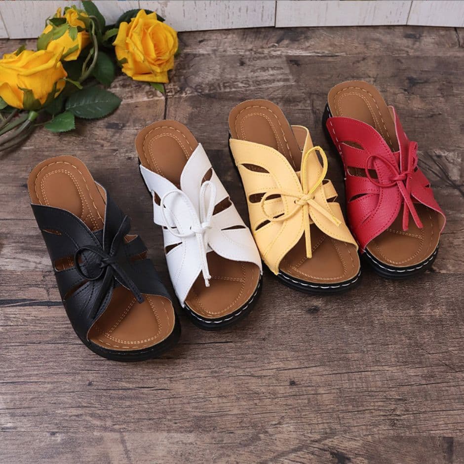 image-New Roman Shoes For Women Lace-up Platform Wedges Sandals Summer Fashion Slides Casual Vacation Beach Slippers