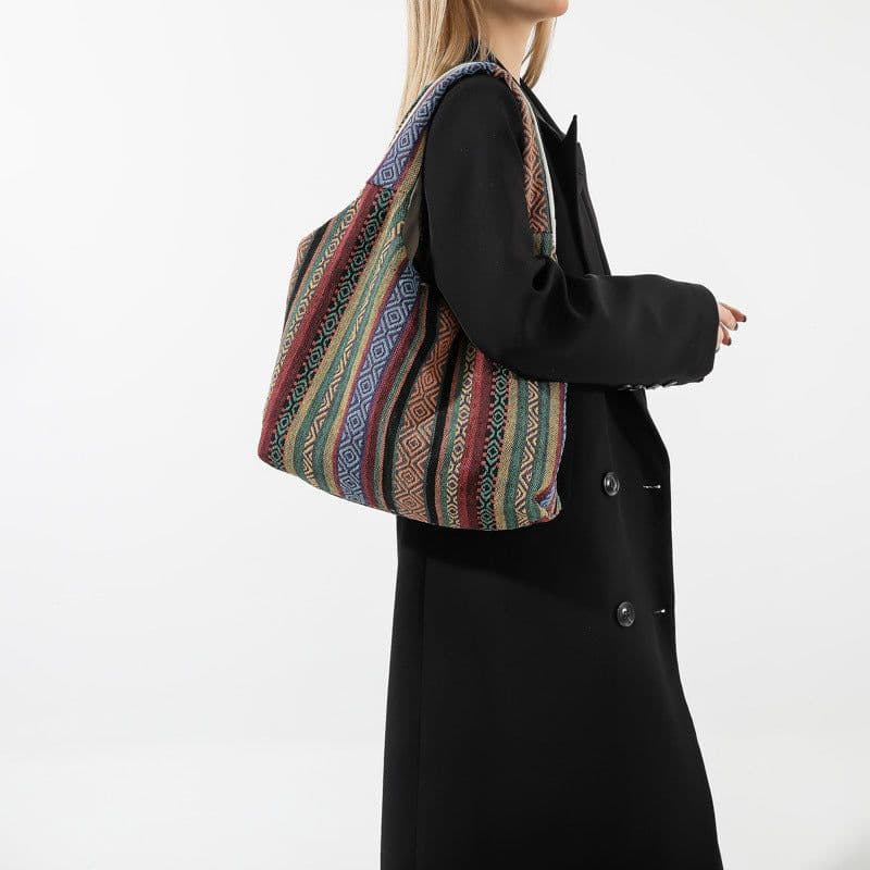 image-Simple Handbag Commuter Large Capacity Retro Personality Underarm Bag
