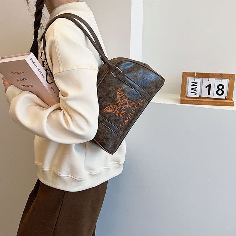 image-Simple Korean Style Large Capacity One Shoulder Underarm Bag Women