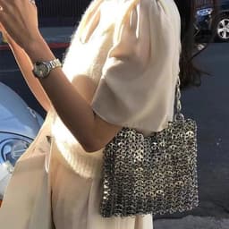 image-Shiny Pearl Sequins Hand-woven Dumpling Bag Mobile Phone Underarm Crossbody Bag