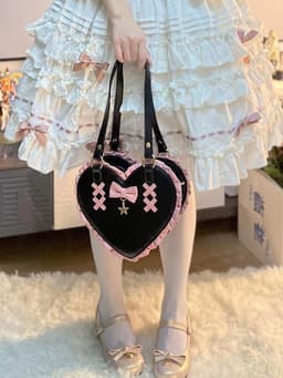 image-Cross Heart Knot Cute Heart Shape Lace Crossbody Portable Shoulder Bag