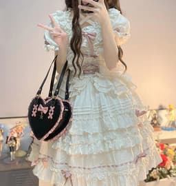 image-Cross Heart Knot Cute Heart Shape Lace Crossbody Portable Shoulder Bag