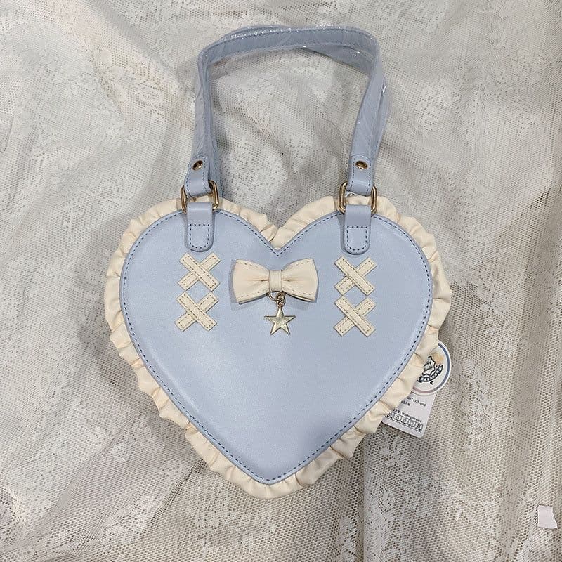 image-Cross Heart Knot Cute Heart Shape Lace Crossbody Portable Shoulder Bag