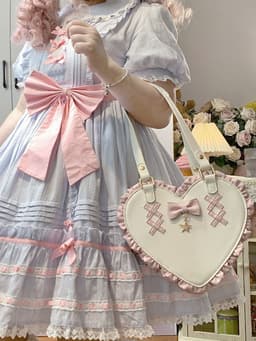 image-Cross Heart Knot Cute Heart Shape Lace Crossbody Portable Shoulder Bag