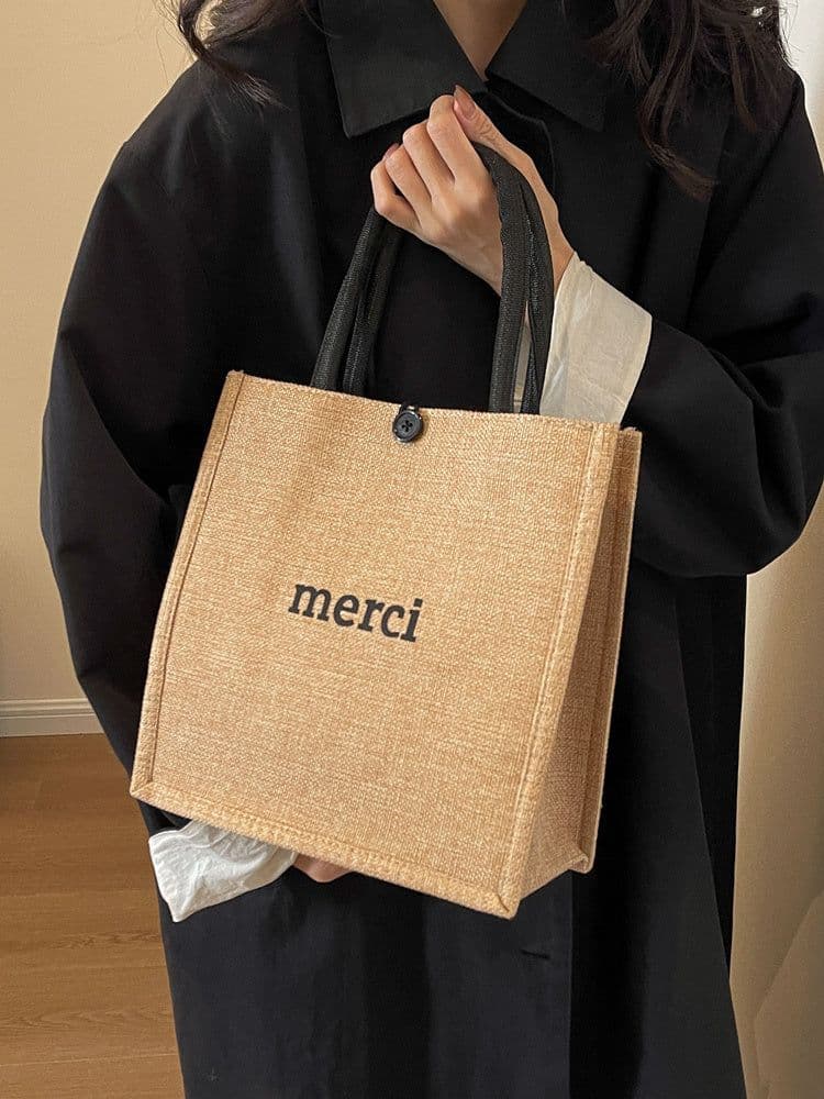 image-Canvas Bag Female Capacity Linen Handbag