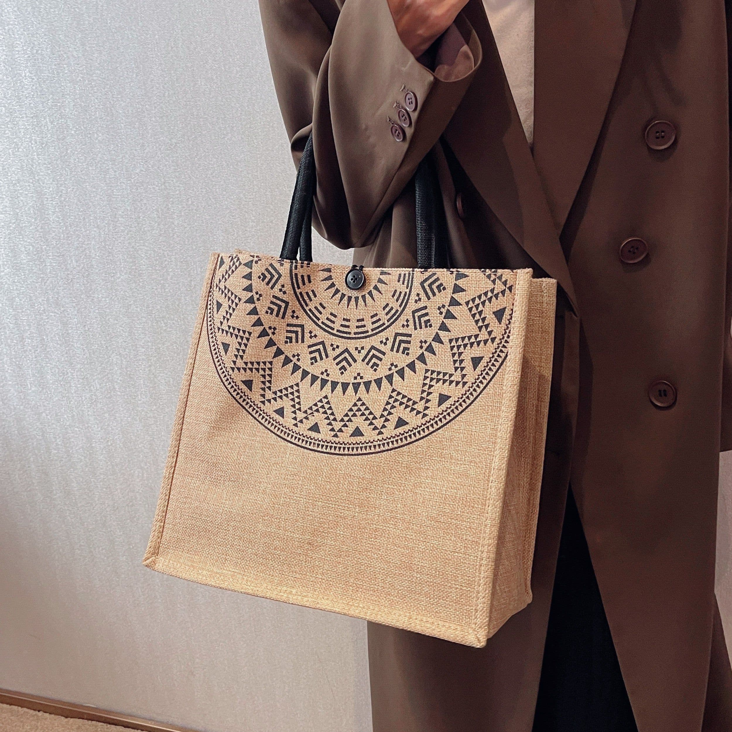image-Canvas Bag Female Capacity Linen Handbag