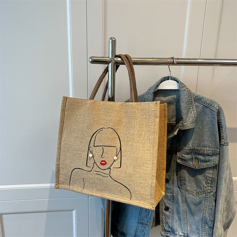 image-Canvas Bag Female Capacity Linen Handbag