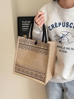 image-Canvas Bag Female Capacity Linen Handbag