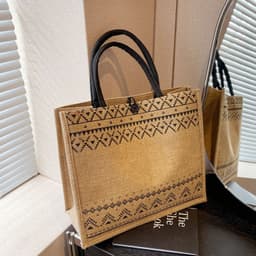 image-Canvas Bag Female Capacity Linen Handbag